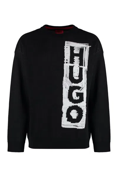 Hugo Boss Boss Cotton Crew-neck Sweater In Black