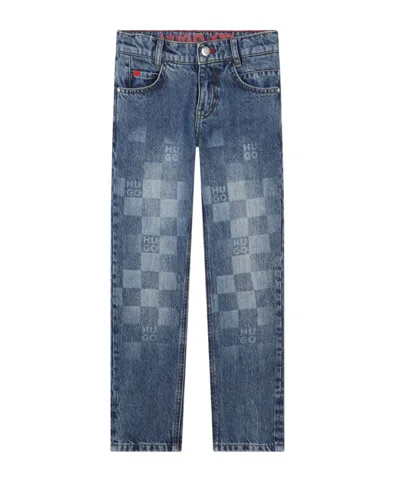 Hugo Boss Kids' Logo Printed Jeans In Blue