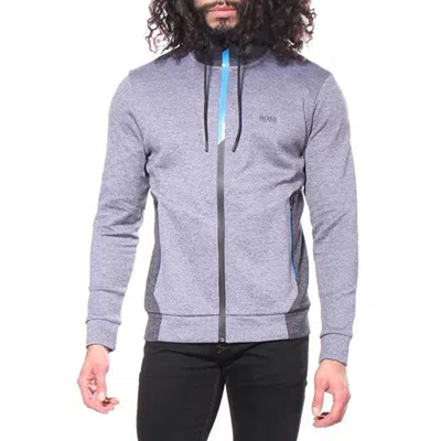 Hugo Boss Logo Printed Leisure Jacket In Gray