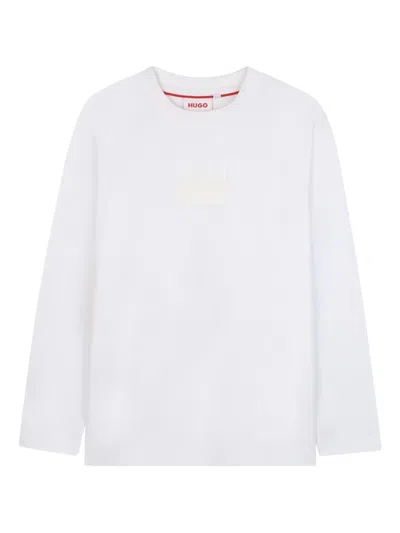 Hugo Boss Kids' Logo-printed Long-sleeve T-shirt In White