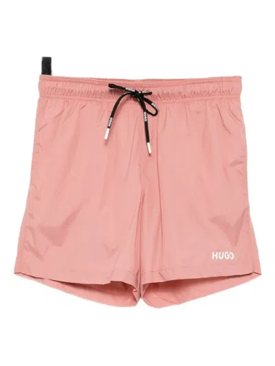 Hugo Boss Logo-printed Swim Shorts In Pink