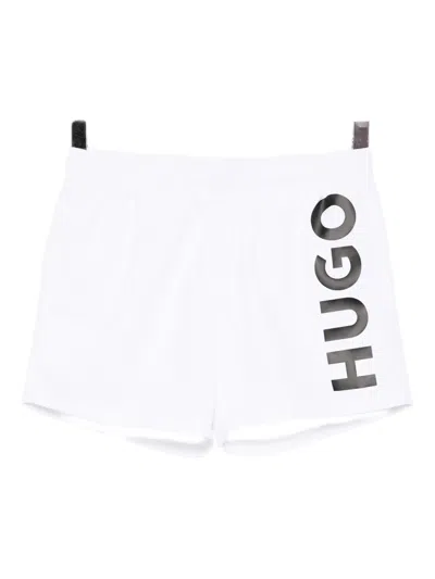 Hugo Boss Logo-printed Swim Shorts In White