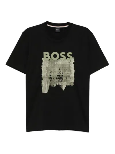 Hugo Boss Logo-printed T-shirt In Black