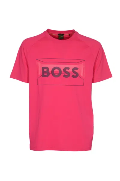 Hugo Boss Logo Printed T-shirt In Open Pink