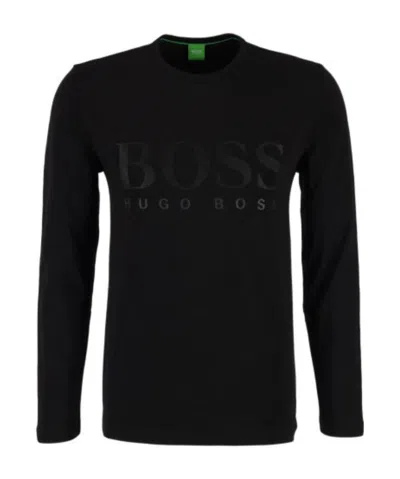 Hugo Boss Logo Printed T-shirt With Round Neck In Black