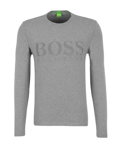 Hugo Boss Logo Printed T-shirt With Round Neck In Gray