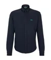 Hugo Boss Regular-fit Shirt In Knitted Cotton Piqué In Black