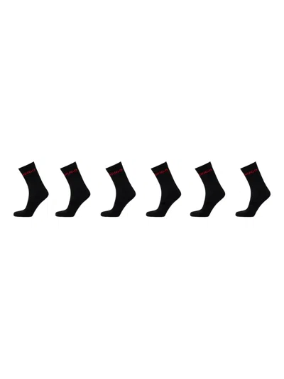 Hugo Boss Logo Rib Socks (pack Of Six) In Black