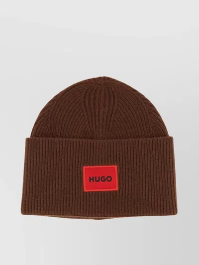 HUGO BOSS LOGO RIBBED BEANIE HAT