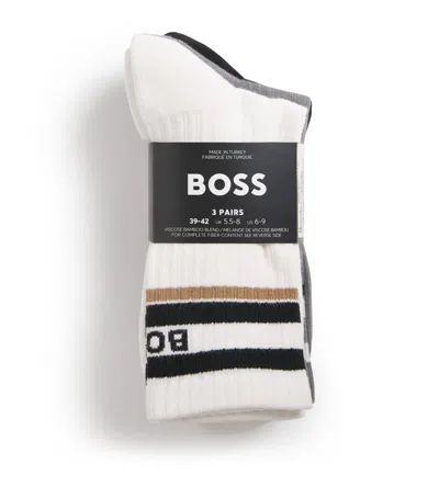 Hugo Boss Logo Ribbed Socks In White