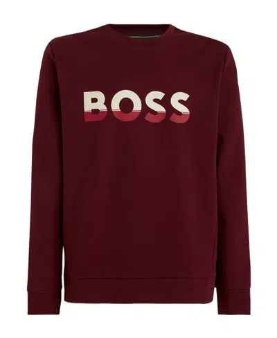 Hugo Boss Logo Round Neck Sweater In Nude