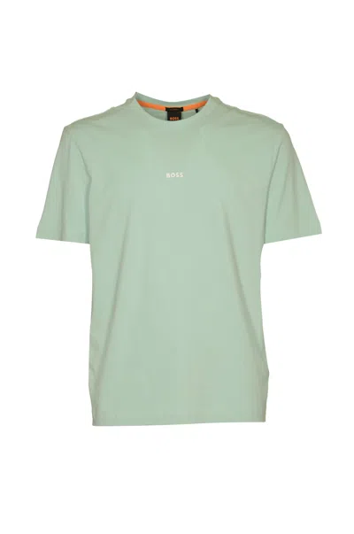 Hugo Boss Logo Round Neck T-shirt In Turquoise/aqua