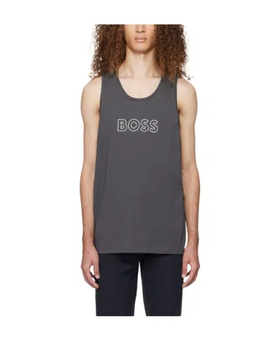 Hugo Boss Logo Round-necked Vest In Black