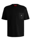 Hugo Boss Interlock-cotton T-shirt With Contrast Pocket In Black