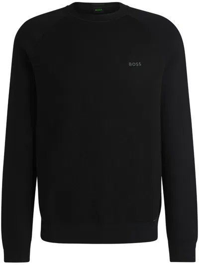Hugo Boss Logo-rubberized Sweatshirt In Black