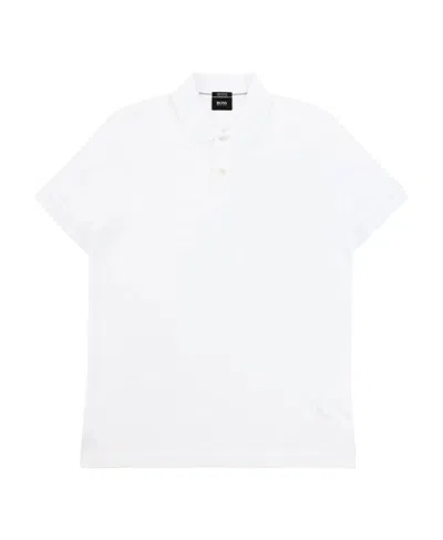 Hugo Boss Logo Short-sleeved Polo Shirt In White