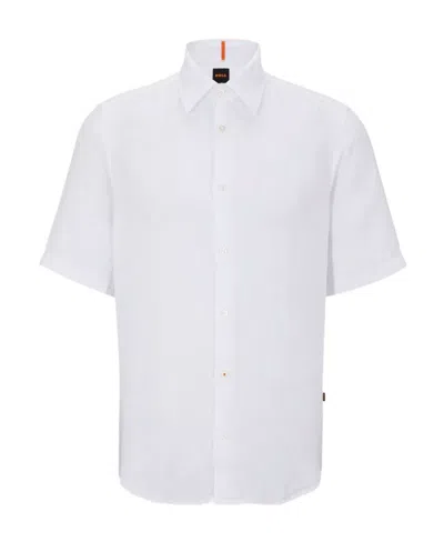 Hugo Boss Logo Short-sleeved Shirt In White