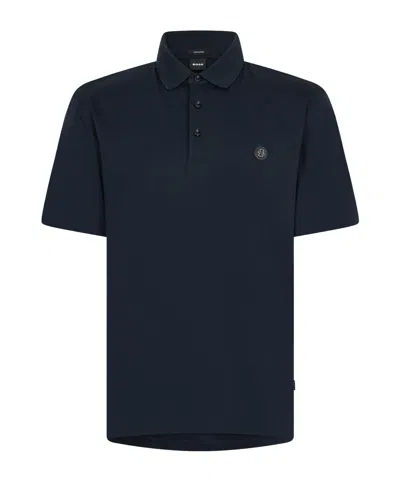 Hugo Boss Logo Short-sleeve Polo Shirt In Blue