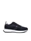 Hugo Boss Leather Sneakers With Logo In Blue