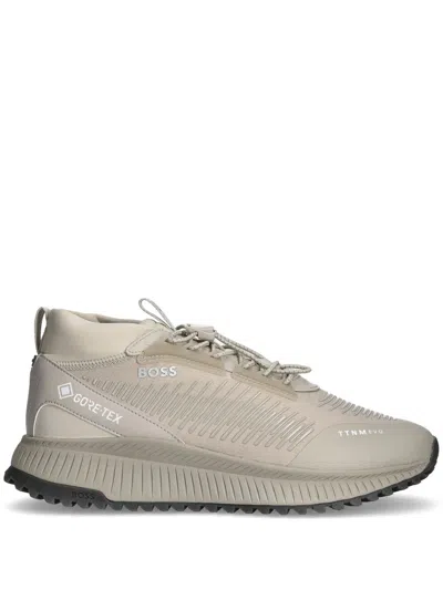 Hugo Boss Logo Sneakers In Neutrals