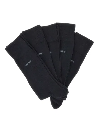 Hugo Boss Logo Socks (pack Of Five) In Black