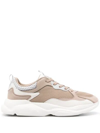 Hugo Boss Logo-sole Panelled Sneakers In Neutrals