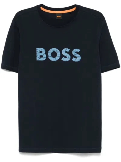 Hugo Boss Logo-stamp T-shirt In Blue