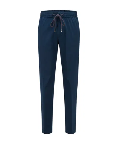 Hugo Boss Logo Straight Casual Pants In Blue