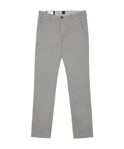 Hugo Boss Logo Straight Casual Pants In Gray