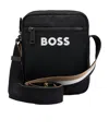 Hugo Boss Catch 3.0 Mens Crossbody Bag With Signature-stripe Strap Nos In Black