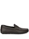 Hugo Boss Logo-stripe Leather Driving Moccasins In Brown