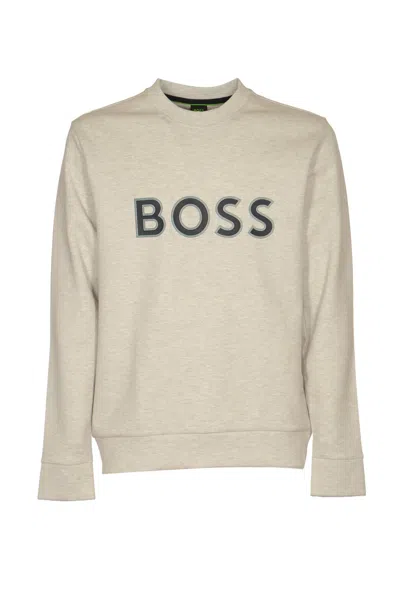 Hugo Boss Logo Sweatshirt In Light Pastel Grey