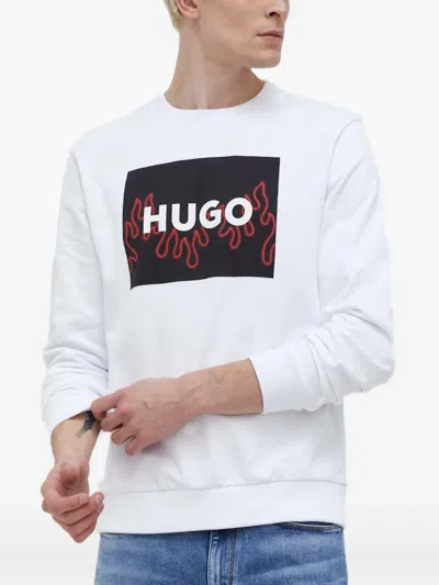 Hugo Boss Logo Sweatshirt In White