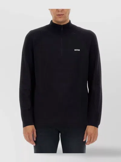 HUGO BOSS LOGO SWEATSHIRT WITH RIBBED CUFFS AND HEM