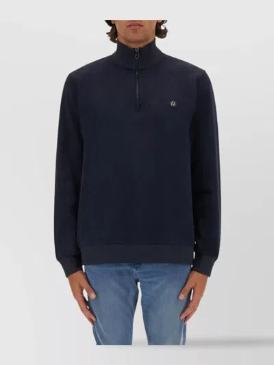 Hugo Boss Logo Sweatshirt With Ribbed Cuffs And Hem In Blue
