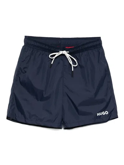 Hugo Boss Logo Swim Shorts In Blue