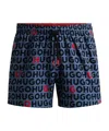 Hugo Boss -material Swim Shorts With Logo Print In Black