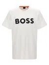 Hugo Boss Cotton-jersey T-shirt With Curved-logo Print In White