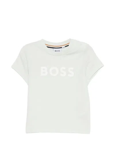 Hugo Boss Babies' Logo T-shirt In Green