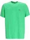 Hugo Boss Stretch-cotton Regular-fit T-shirt With Contrast Logo In Green