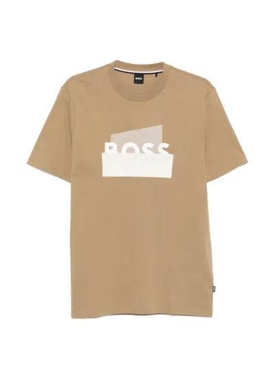 Hugo Boss Logo T-shirt In Neutral