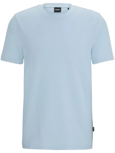 Hugo Boss T-shirt With Bubble-jacquard Structure In Light Blue