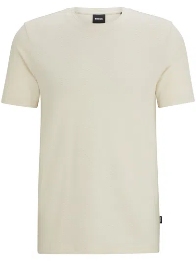 HUGO BOSS LOGO-TAG BUBBLE-JACQUARD COTTON T-SHIRT