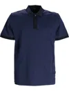 Hugo Boss Structured-cotton Polo Shirt With Solid Trims In Blue