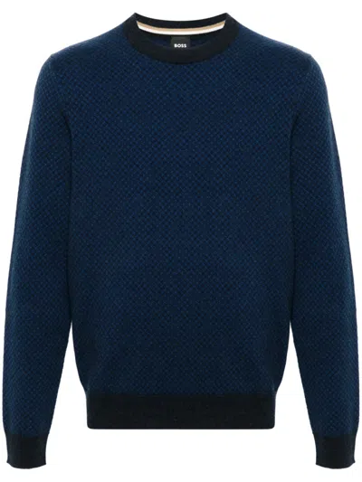 Hugo Boss Logo-tag Sweater In Navy