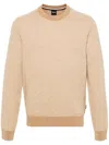 Hugo Boss Maglia H-eltoro Rombo Beige Medio Lana E Cotone Collo Rotondo Manica Lunga