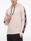 Hugo Boss Logo-tape Hooded Sweatshirt In Pink