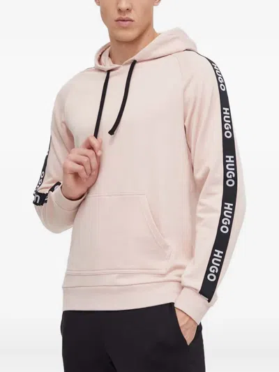 Hugo Boss Logo-tape Hooded Sweatshirt In Pink