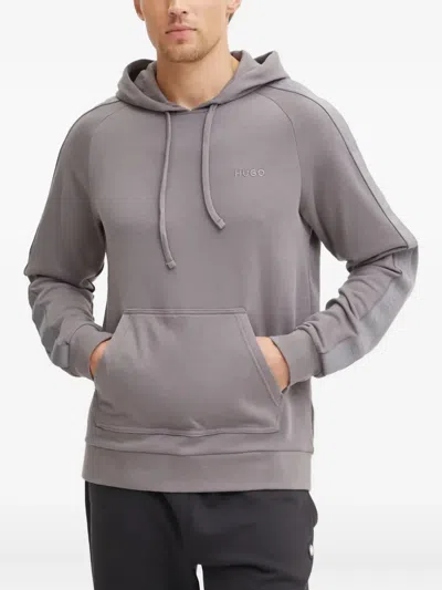 Hugo Boss Logo-tape Hoodie In Gray