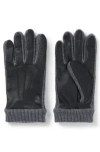 Hugo Boss Logo-trim Gloves In Wool And Leather In Black